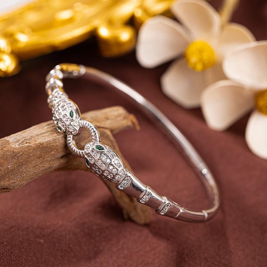 European American High-End Fashionable Light Luxury Gold Plated Snake-Shaped Open Zircon Cuff Bracelets Women New Cross-Border