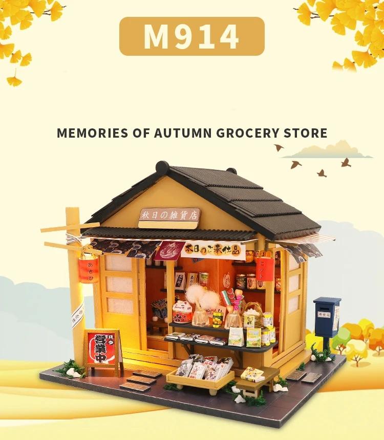 Diy Dollhouse Sushi Restaurant Wooden Doll House Kit Making And Assembling Room Models Toys For Kid Birthday Gifts Smart puzzle