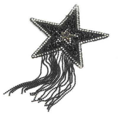Plastic DIY Adhesive Star Pattern Clothing Rhinestones Tassel Patches Clothes Bags Appliques #4