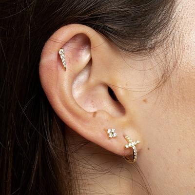 Vintage Cubic Zirconia Cross Hoop Earrings For Women Small Round Circle Punk Stainless Steel Earrings Wedding Piercing Jewelry