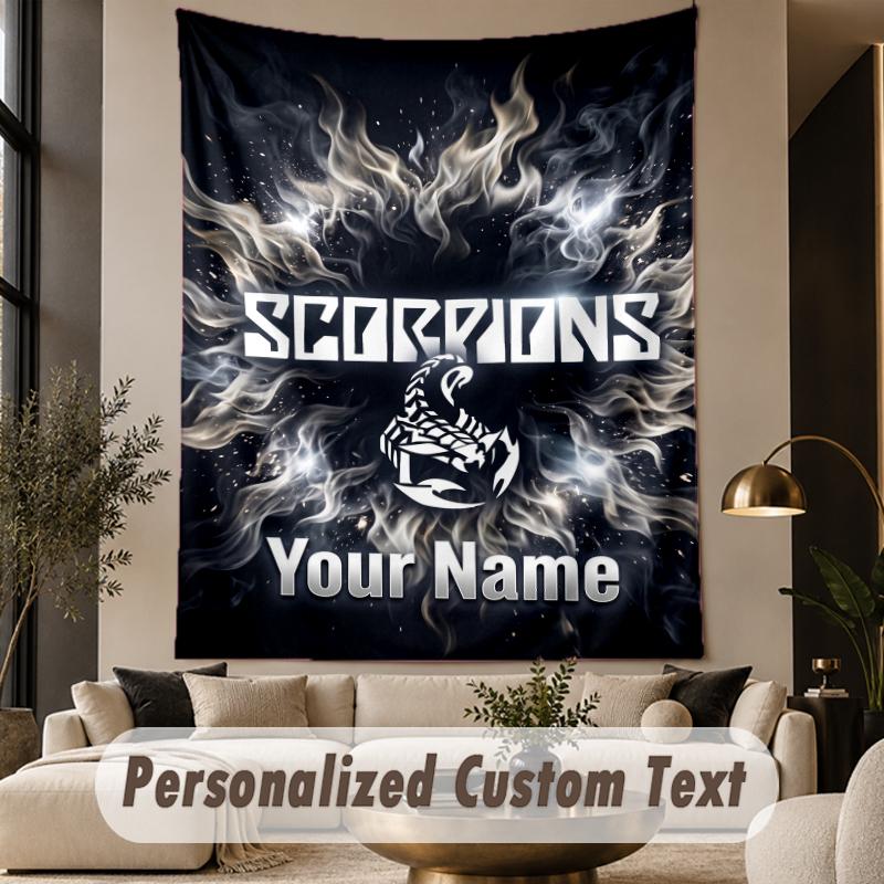 Custom Text Tapestry Scorpions Print Wall Tapestry Indoor Living Room Wall Decor