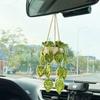 Hand Woven Plant Baskets Car Decor Yarn Hooks Woven Plants Potted Plants Car Pendants Cute Car Interiors Kawaii Room Decoration