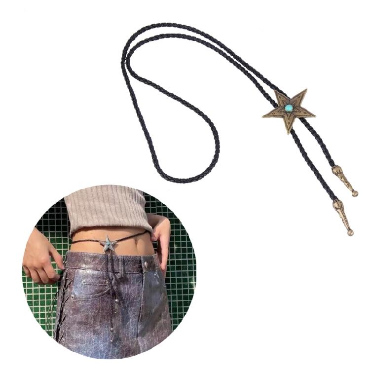 Кожаный плетеный necklace со звездочкой, длинная цепочка, necklace с кисточками для женщин и девушек
