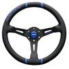 MOMO DRIFTING 350D 85mm Deep Cone Black Spokes 35mm Blue Stitching Momodr350bkbl
