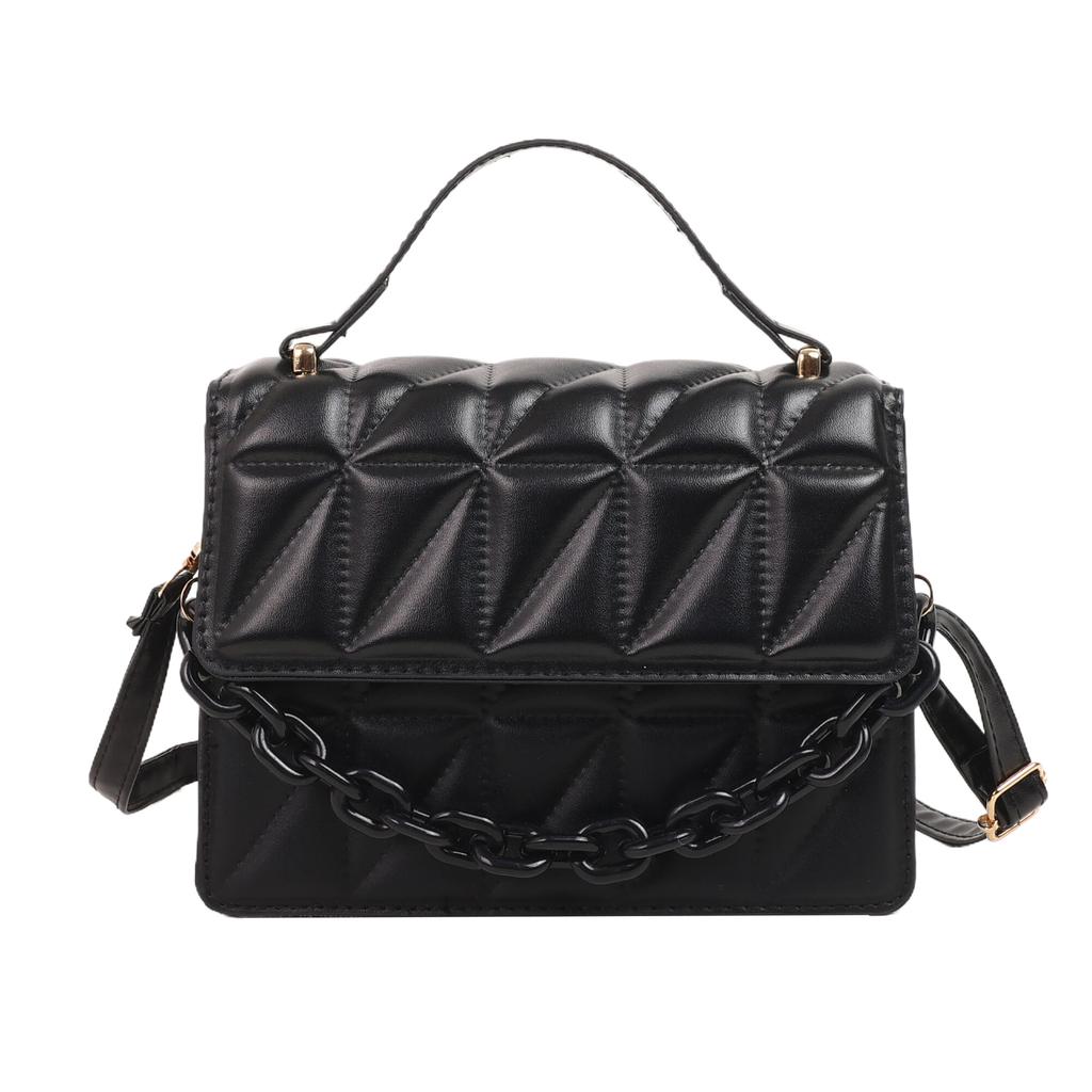 Solid color texture small bag women's autumn 2025 new trendy fashion portable small square bag simple diamond shoulder messenger bag