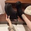 British Style Thick Soled Chimney Boots for Women In Winter 2026, with Added Fleece Insulation Zipper Short Leg Boots for Women