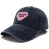 Cotton Washed Hat Snapback Adjustable Women For Cap Baseball Pink Black Stitched Stitching Embroidered Heart Love Womens Neutral Gender  Men Hats