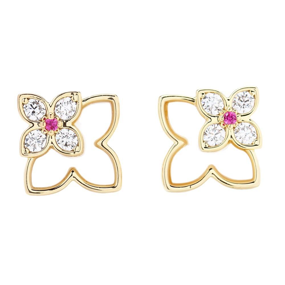 European and American niche classic diamond-encrusted four-leaf clover fritillary stud earrings temperament versatile four-color 925 silver needle ear