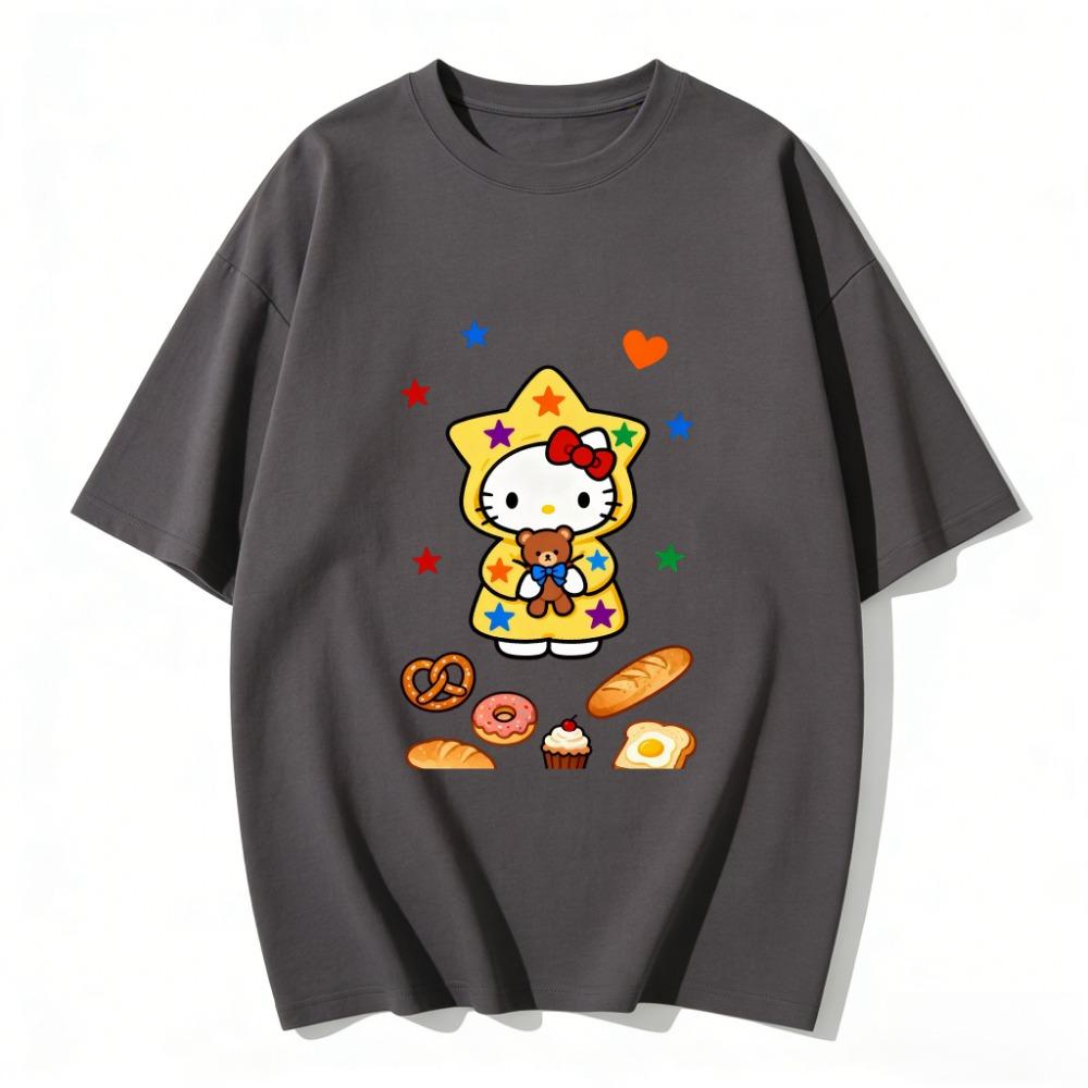 Summer Hello Kitty Cartoon Print Short-Sleeve T-Shirt, Women's T-Shirt, Classic and Stylish Top