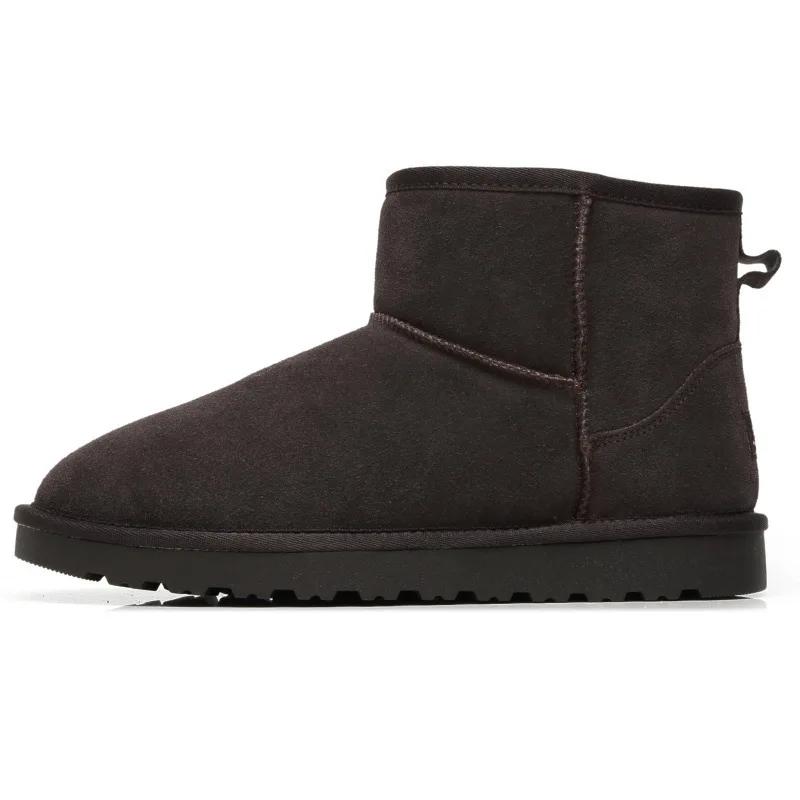 Fashion Men's Boots Cowhide Insulated Plush Snow Boots Genuine Leather Women's Shoes  Winter Women's Boots  Ankle Boots