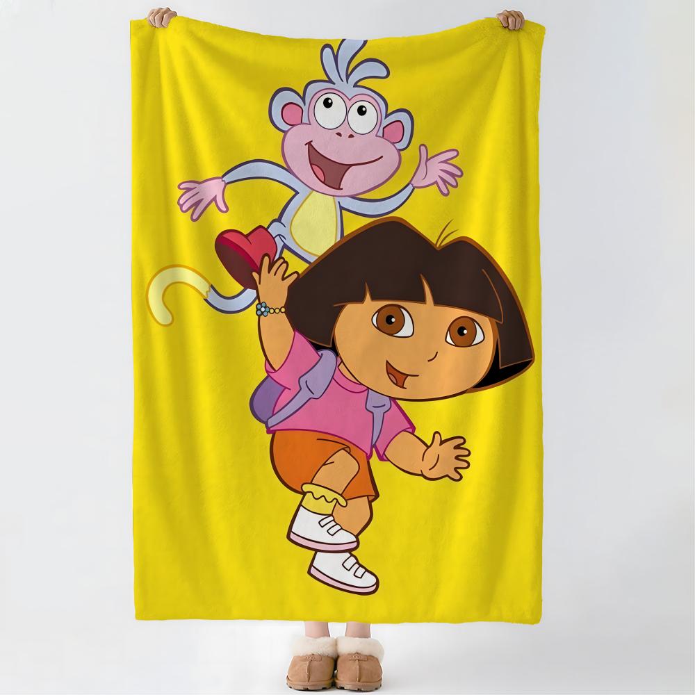 CARTOON D-Dora the ExplorerS Throw Soft Coral Fleece Blanket 310gsm Fluffy Warm Throw for Sofa Bed Couch Bedroom Decor
