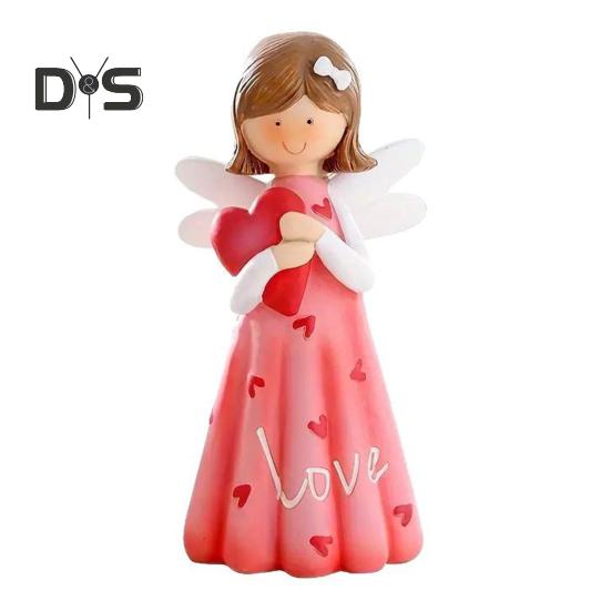 

Фигурка ангела из мультфильма, статуя ангела из смолы, держащая сердце любви, настольная скульптура ангела для украшения полки стола в гостиной, спальне Angel