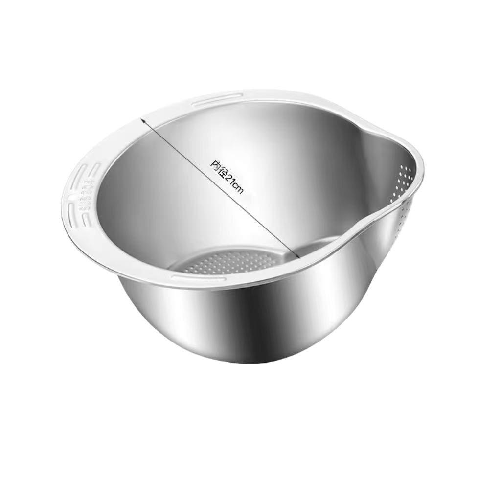 Multifunctional Stainless Steel Rice & Vegetable Washing Basket with Sieve