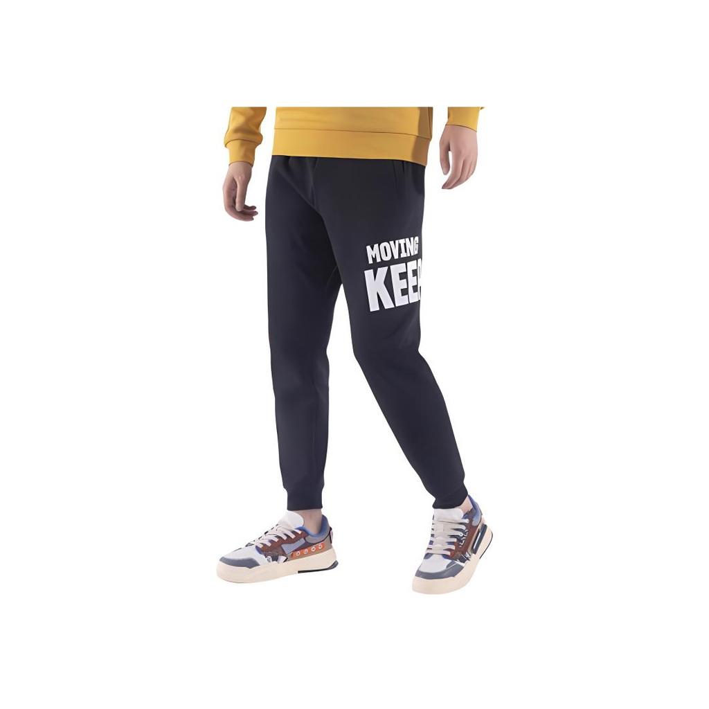 Anta Letter Print Cuffed Knitted Sports Pants Men bottoms Black 152138304-1