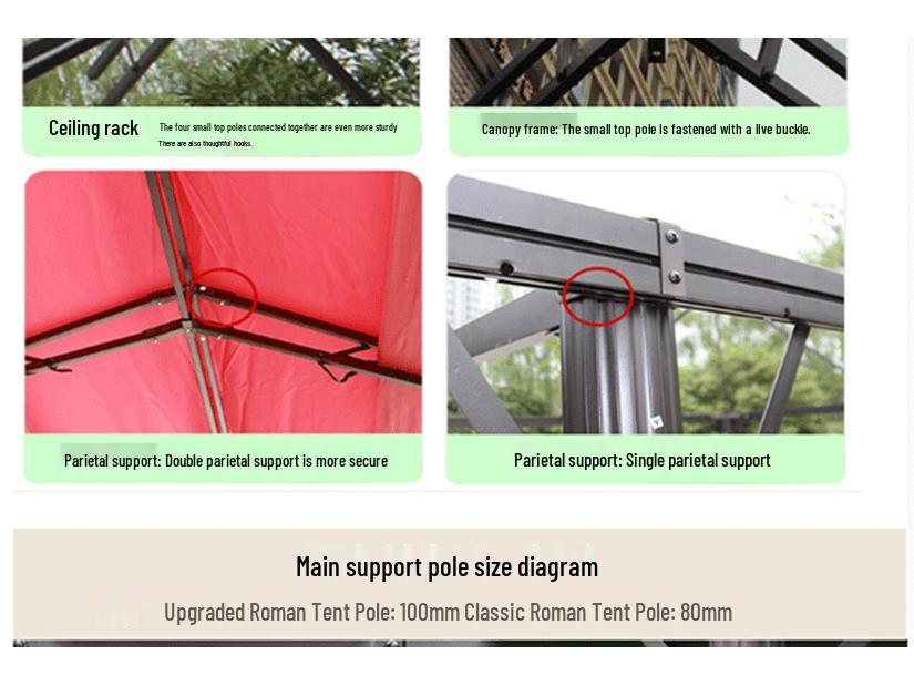 European Outdoor Gazebo Tent: Large, Four-Corner Awning for Courtyards and Carports