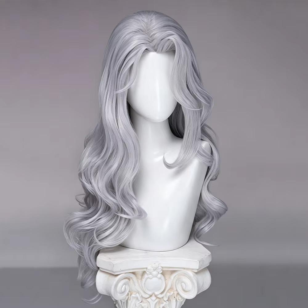 Superhero Black Cat Felicia Hardy Cosplay Wig Women Silver Long Curly Synthetic Hair Heat Resistant Wigs Halloween Masquerade Pa