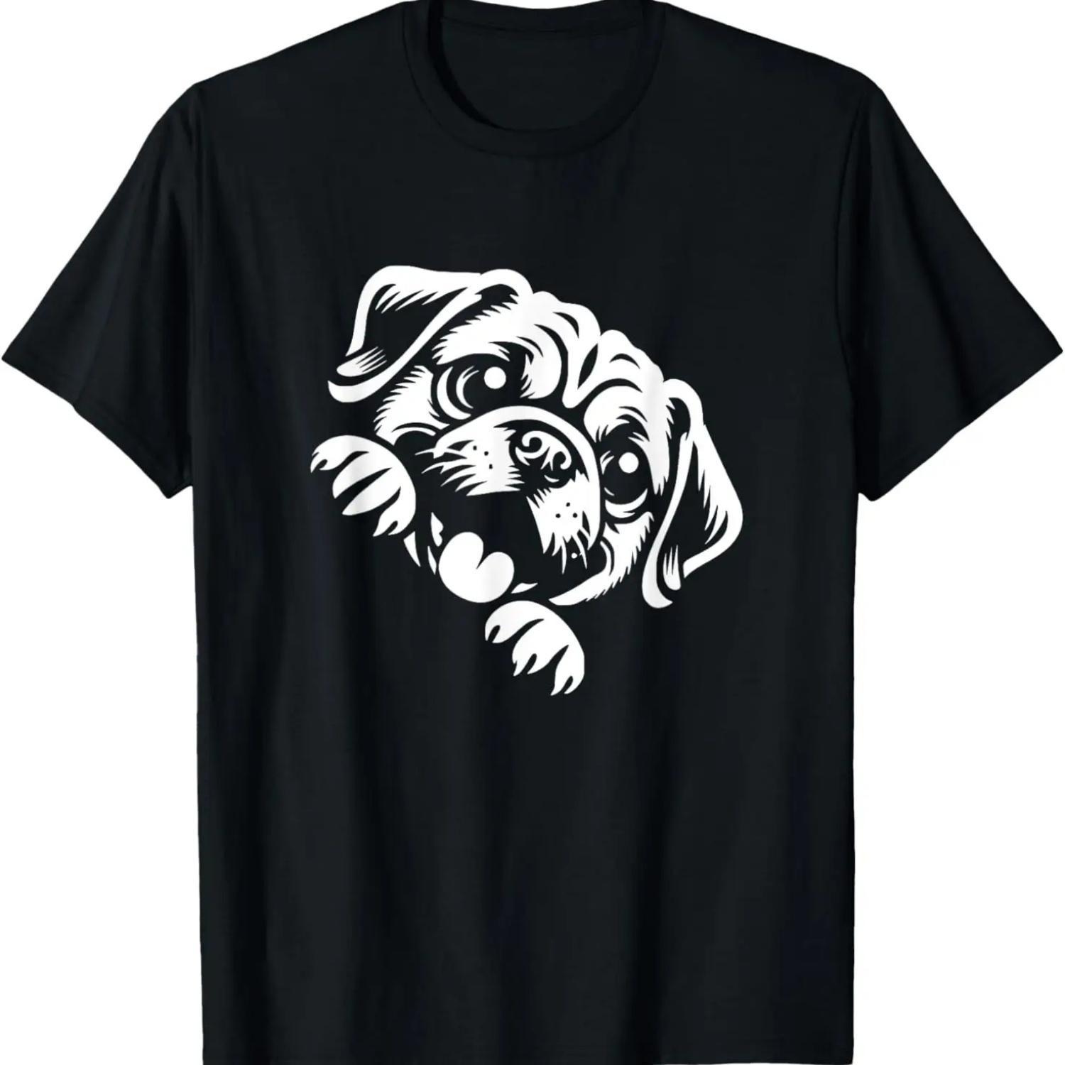 

Cute Puggle Peeking Dog Graphic Design T-Shirt S чёрный