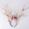 Flower Crown Hair Wreath Deer Antlers Headbands Reindeer Headdress Floral Headwears Holiday Wedding Photo Props