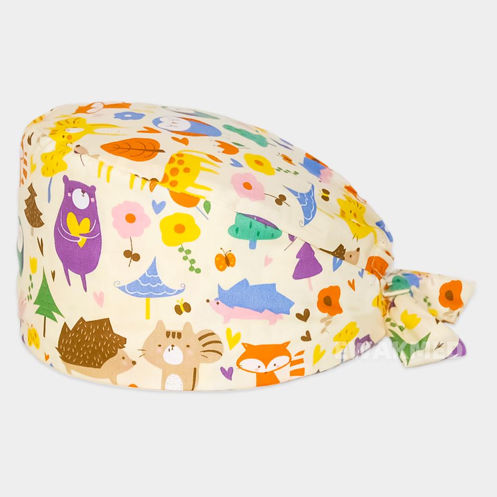 Women Men Scrub Caps Cotton Cartoon Printed Chef Spa Beauty Clinic Dentist Working Hat Nurse Doctor Surgical Hats Unisex Baotou Cap