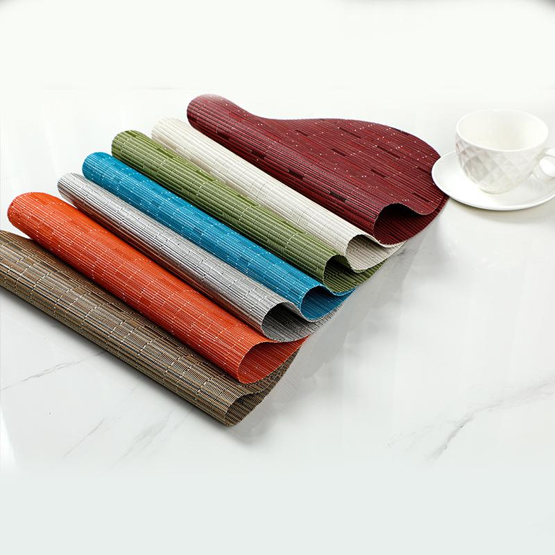 Nordische effen kleur bamboepatroon PVC placemat Teslin ovaal westerse eettafelmat antislip eettafelmat warmte-isolerende mat