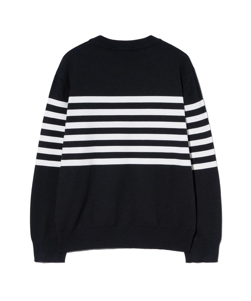 IRONYPORNO WHITELINE 86-Iroj366 Solid Striped Long Sleeve Knit Black