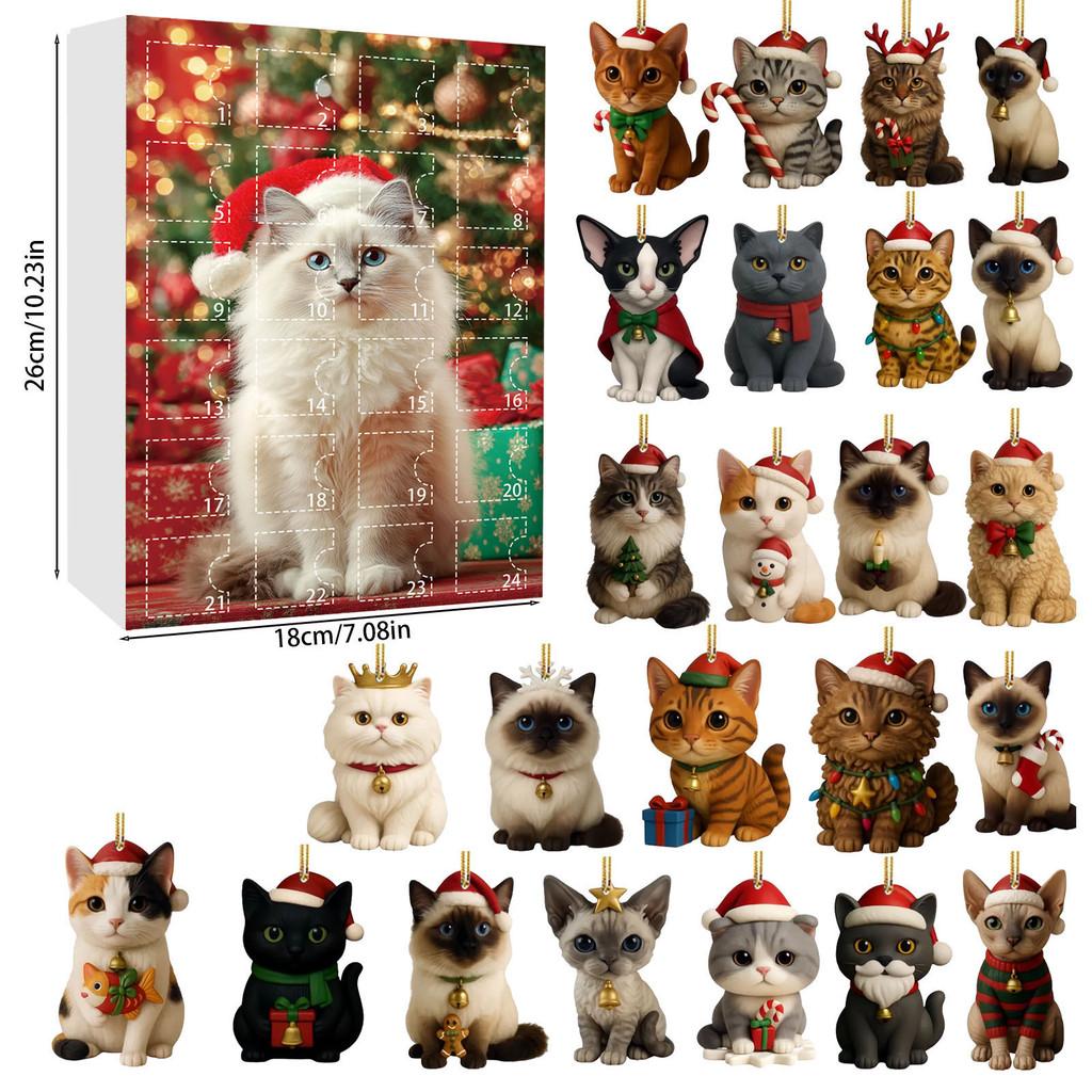 Christmas Cat Acrylic Advent Calendar With 24 Decor Slots For Holiday Celebrations