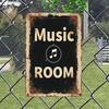 Vintage Music Room Metal Sign    Rustic Iron Wall Decor with Musical Notes  Microphone Design Perfect for Halloween Christ