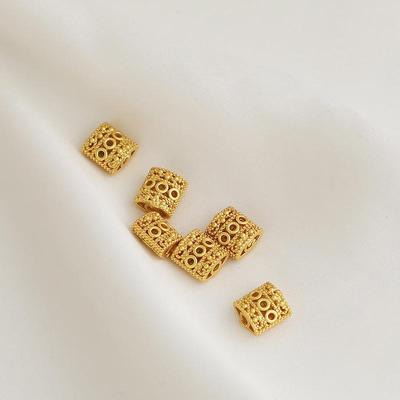 Gold-Plated Hollow Oval Spacer Beads, 6x7mm - DIY Jewelry Accessories