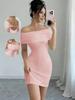 New Sleeveless One-word Shoulder Fashion Slim Temperament Celebrity Sexy Hip-wrapped Dress Women