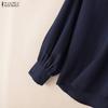 ZANZEA Women Casual Doll Collar Loose Long Sleeve Blouse