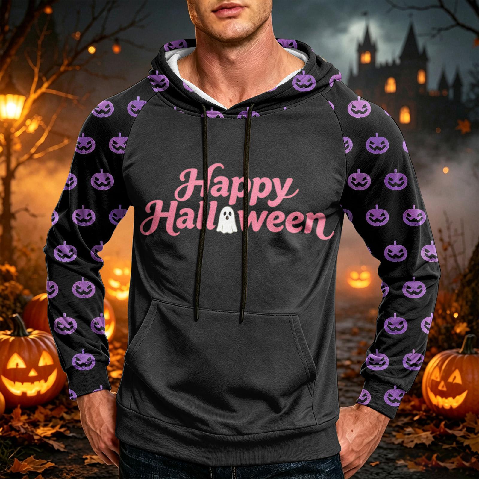 Men s Printed Hoodie with Pocket and Drawstring Loose Fit Casual Sweatshirt XXXL