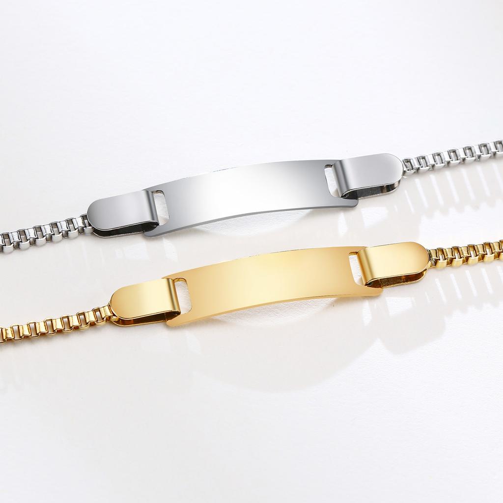 Personalisierter Edelstahl Schmuck Individuell Personalisierter Name ID Armband Mädchen Junge Neugeborene Kinder Geschenke Panzerkette Glied