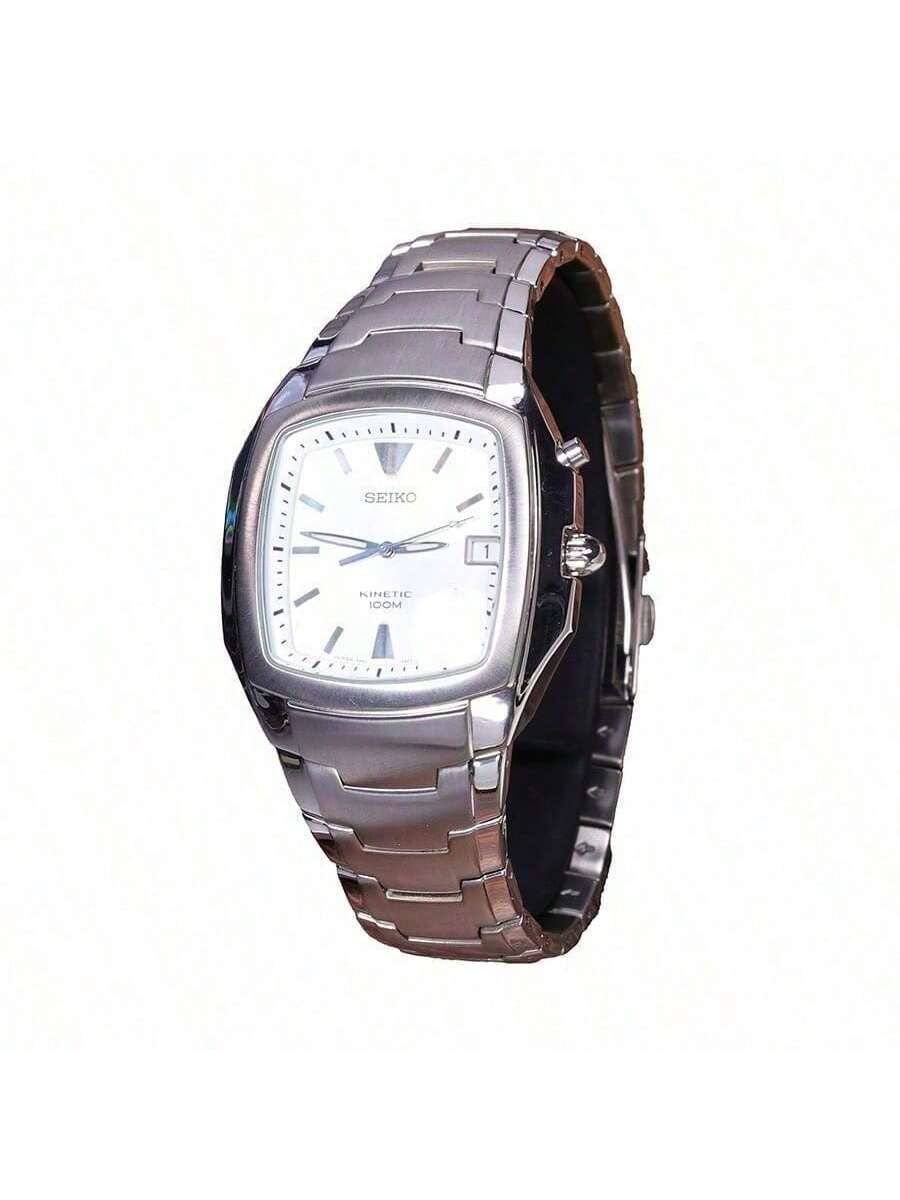 

Мужские кварцевые часы с календарем, квадратный циферблат, ремешок из нержавеющей стали SKA337J1 серебряный