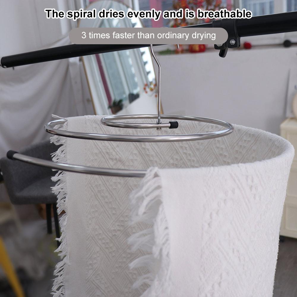 Stainless Steel Spirals Drying Rack Round Spirals Clothes Pole Quilt Sheet Hanger  Balcony