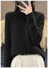 Autumn/Winter Women's High-Quality Jacquard Wool Seamless Knit Sweater - Half-High Collar, Solid Color Fashion Top