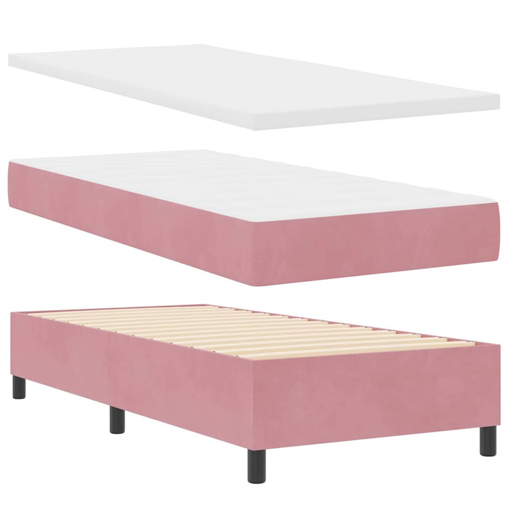 Box Spring Bed with Mattress and Headboard Pink 80 x 200 cm Velvet