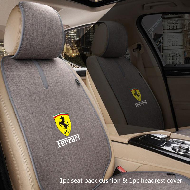 Universelle Autositzbezüge Leinen Vorne Hinten Rückenlehne Sitzkissen Matte Schutzmatte für Ferrari SP1 812 F40 SF90 458 488 599 612 F12