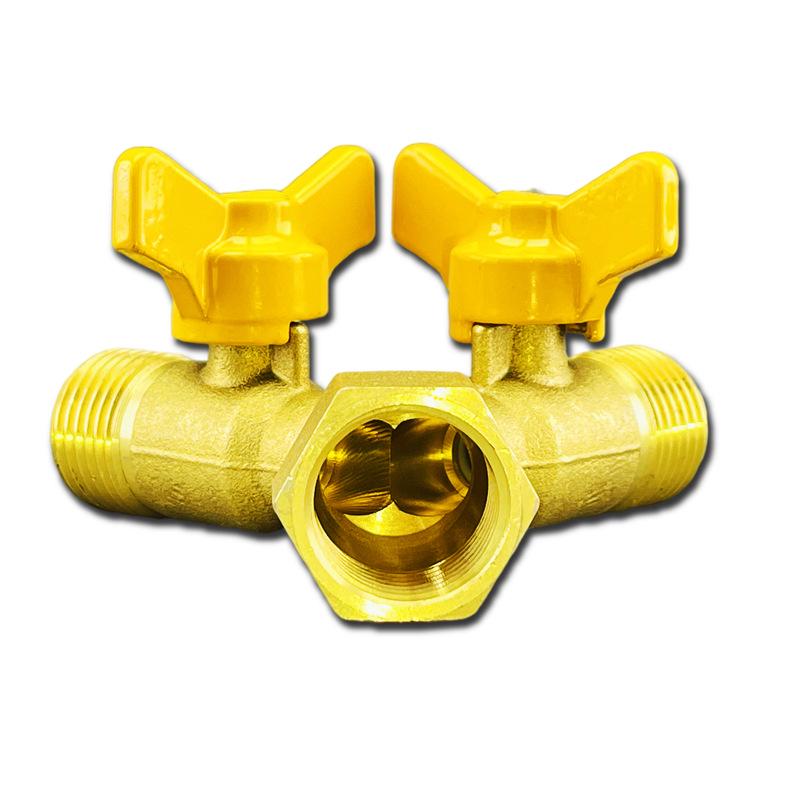 Conector de Válvula de Gas Tipo Y de Latón de Cuatro Puntos - Interruptor de Bola de Tres Vías