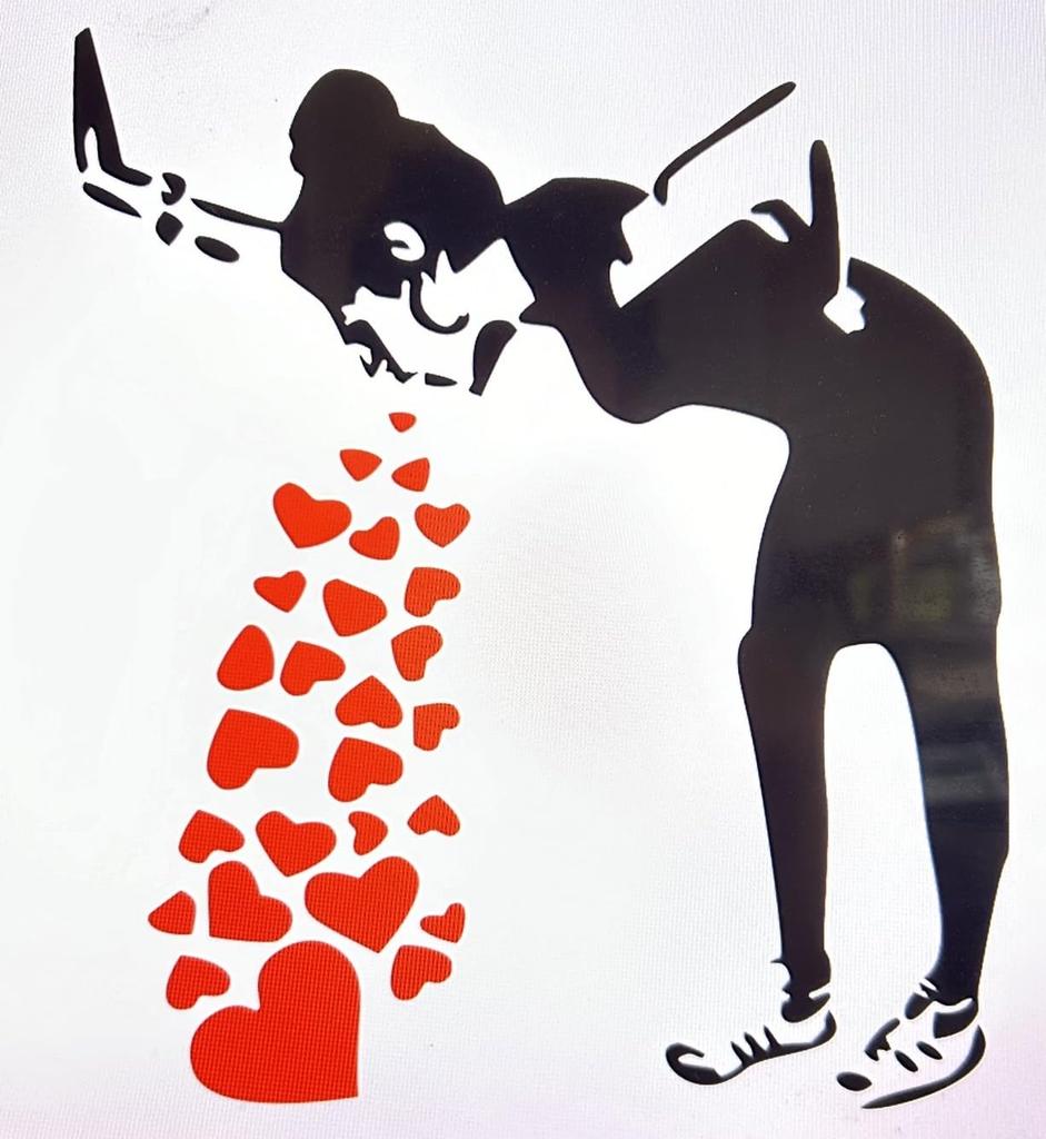 Vomiting Banksy Red + Black STICKER JAPAN Each Length 5.9 Inches (15 Cm) Width