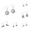 Steelers Heart Pendant Earrings With Crystals For Football Fans Women Jewelry