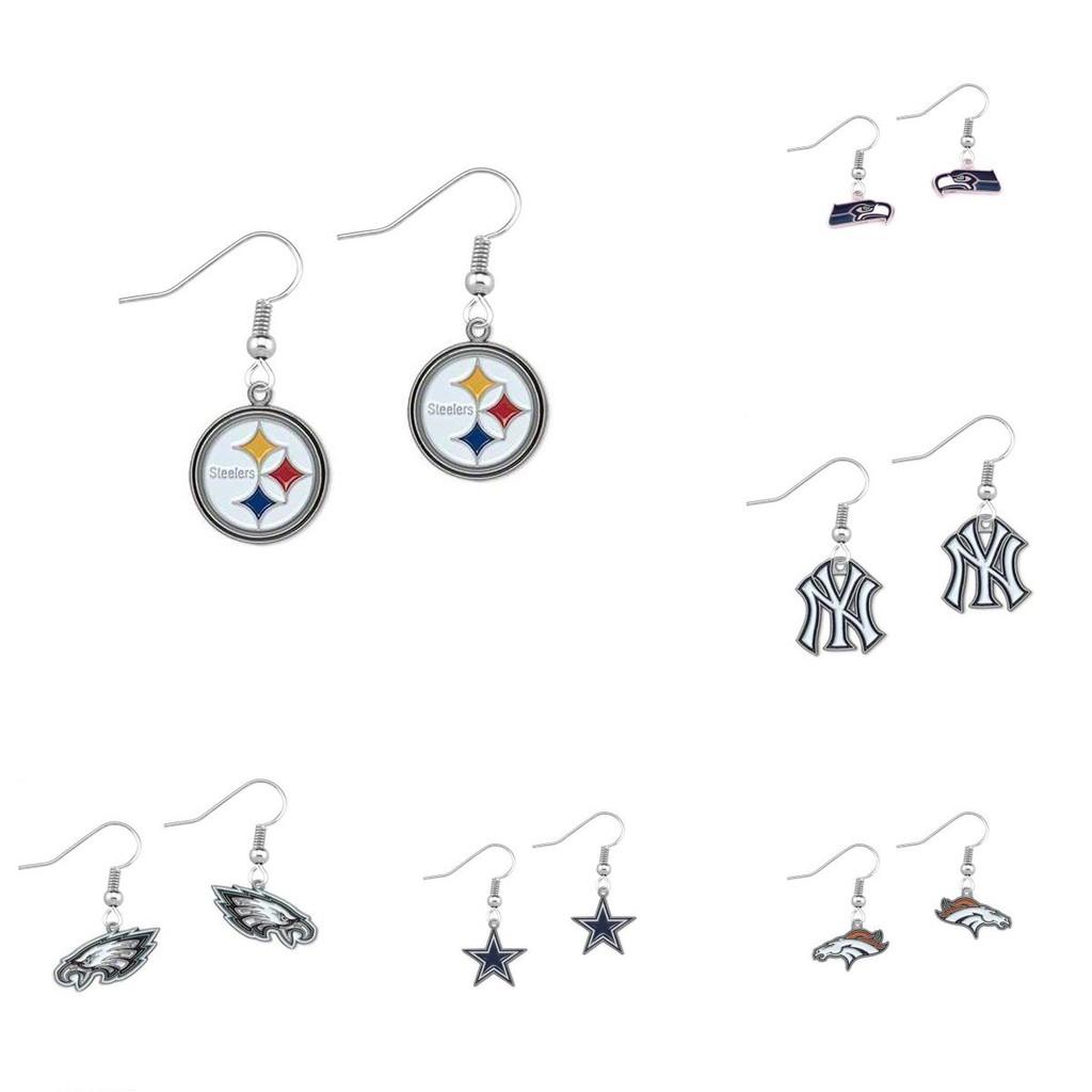 Steelers Heart Pendant Earrings With Crystals For Football Fans Women Jewelry