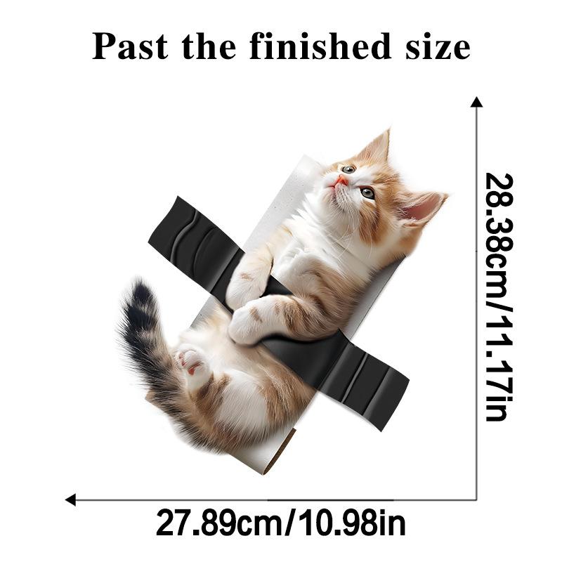 

3D Забавная Наклейка на Стену с Котом для Детской Комнаты, Туалета, Ванной Комнаты, Декор для Розыгрышей, Съемная Иллюзионная Наклейка, Домашняя Фреска, Искусство 30x30CM