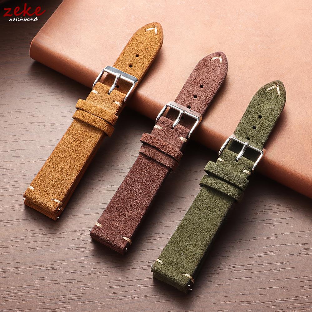 Vintage Soft Suede Leather Straps 14/16/18/20/22mm Watch Band for Omega Quick Release Calfskin Bracelet Men & Women Accessories