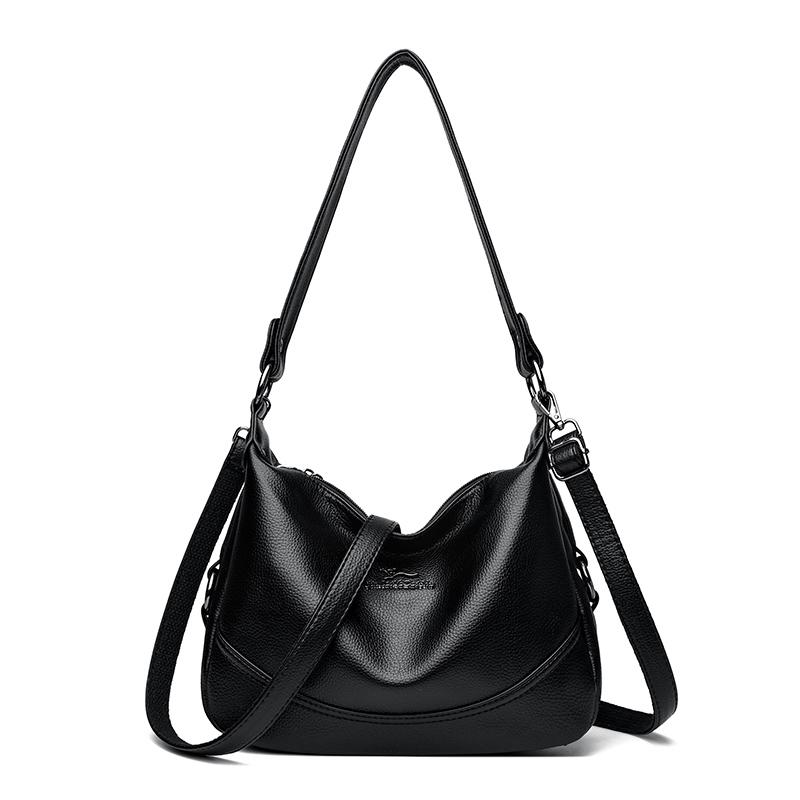 

PU Leather Commuter Fashi Vintage Casual Tote Bag Maillard Stylish Crossbody Bags for Women Texture Large Capacity Temperament чёрный