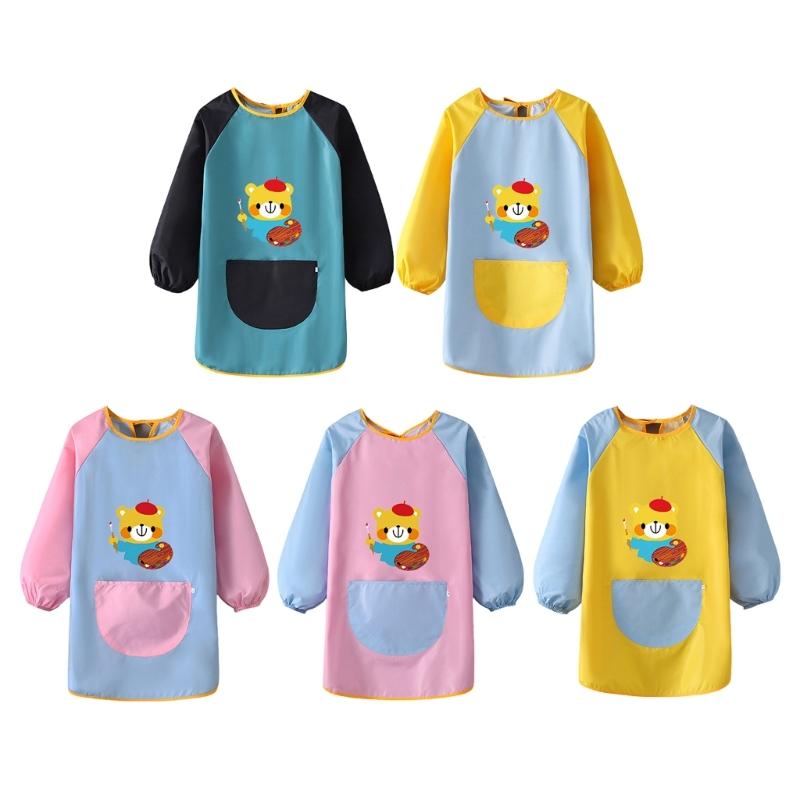Toddler Bib Cover Painting Apron Coat for Kids Height 100-124cm Water Resistant Polyester, Easy Cleaning