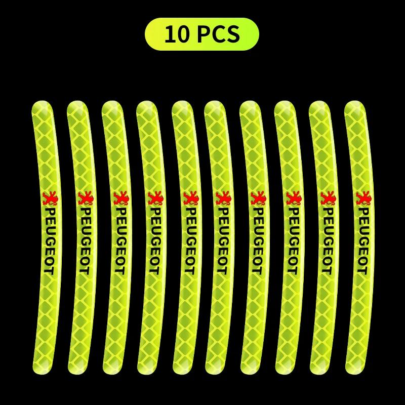 Car Wheel Hub Sticker Reflective Night Driving Safety Luminous Sticker For Peugeot 407 508 2008 5008 307 206 207 208 107 106 205