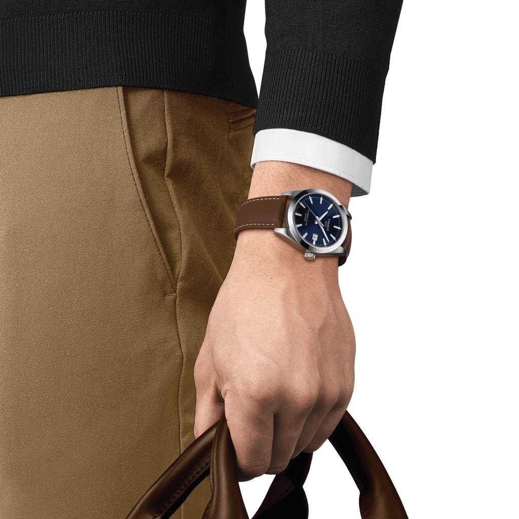 Tissot Leather Strap blue Dial Men's Fashion Watch T127.407.16.041.00