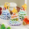Knitted Christmas Tree Ornament Multi-Layered Mini Crochet Christmas Tree Hanging Decoration with Bell And Star Top Colorful Small Xmas Tree