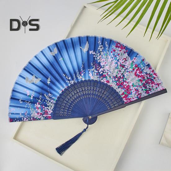 Faltfächer im chinesischen Stil mit Quasten, tragbarer Handkühlventilator für den Sommer, Dekoration, Tanz-Performance-Requisiten, Party-Kostümzubehör