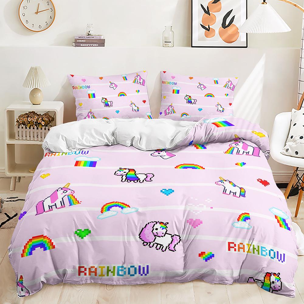 Bed Three-Piece Illustration Landscape Animal Quilt Cover 3D Digital Printing Kit